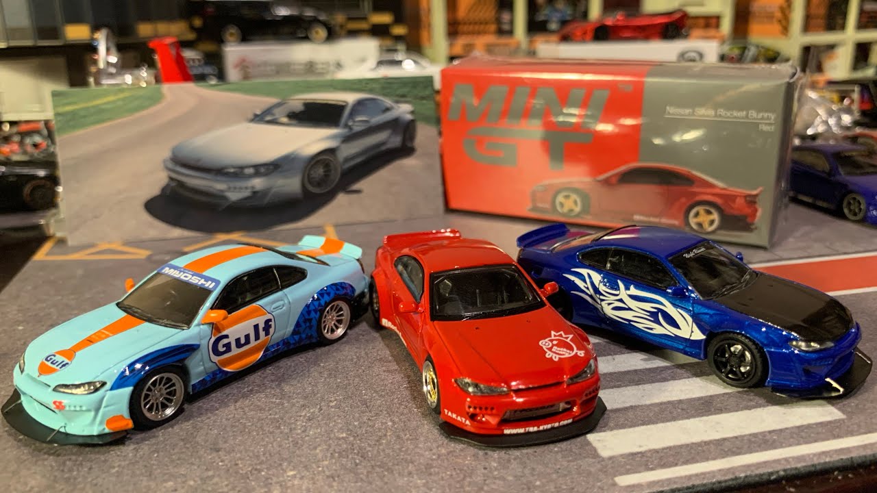 minigt シルビアS15ロケバニ仕様、Gulf仕様シルビア、スポコン仕様シルビア開封　ストリートウェポン