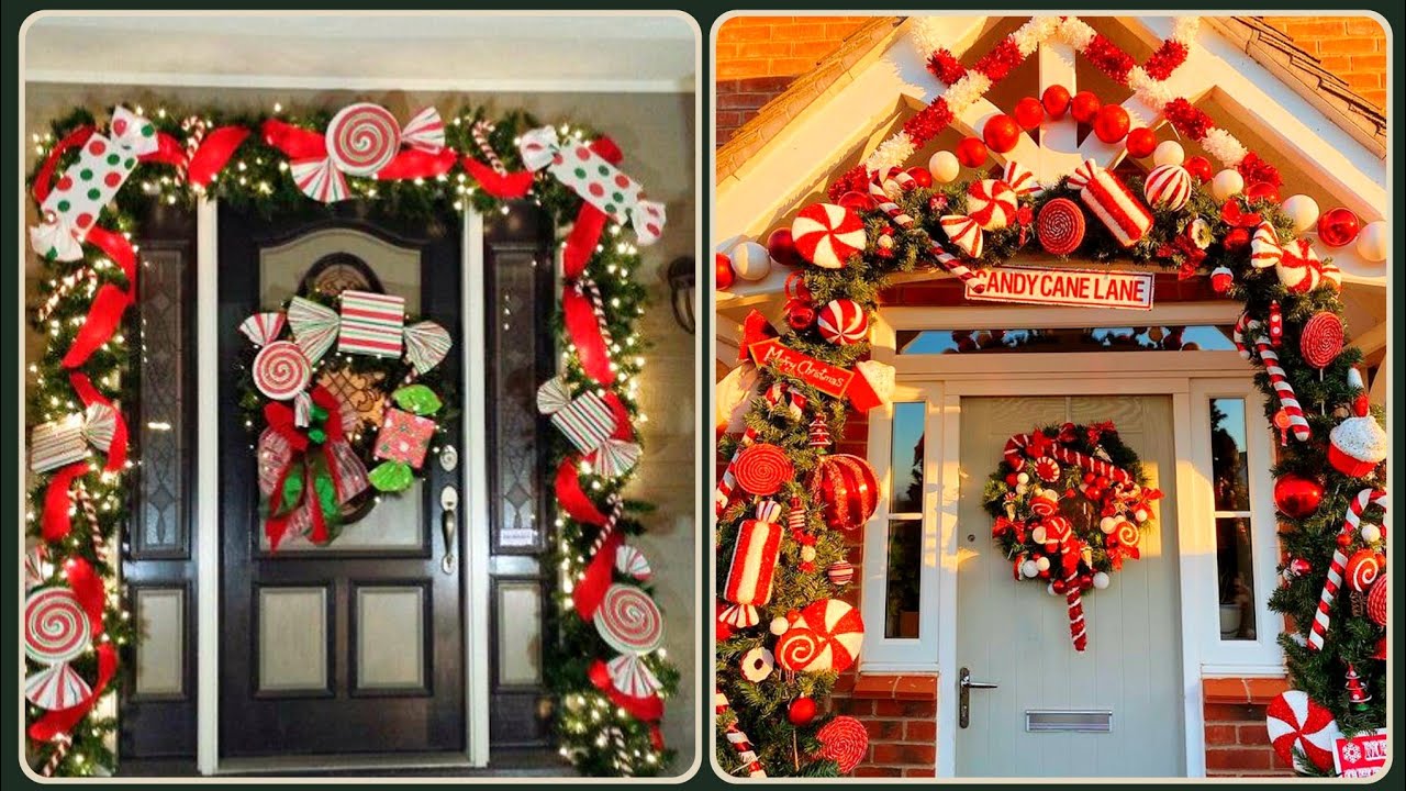 Over 40 DIY Christmas door decorations //Easy and fast frunch porch garland ideas