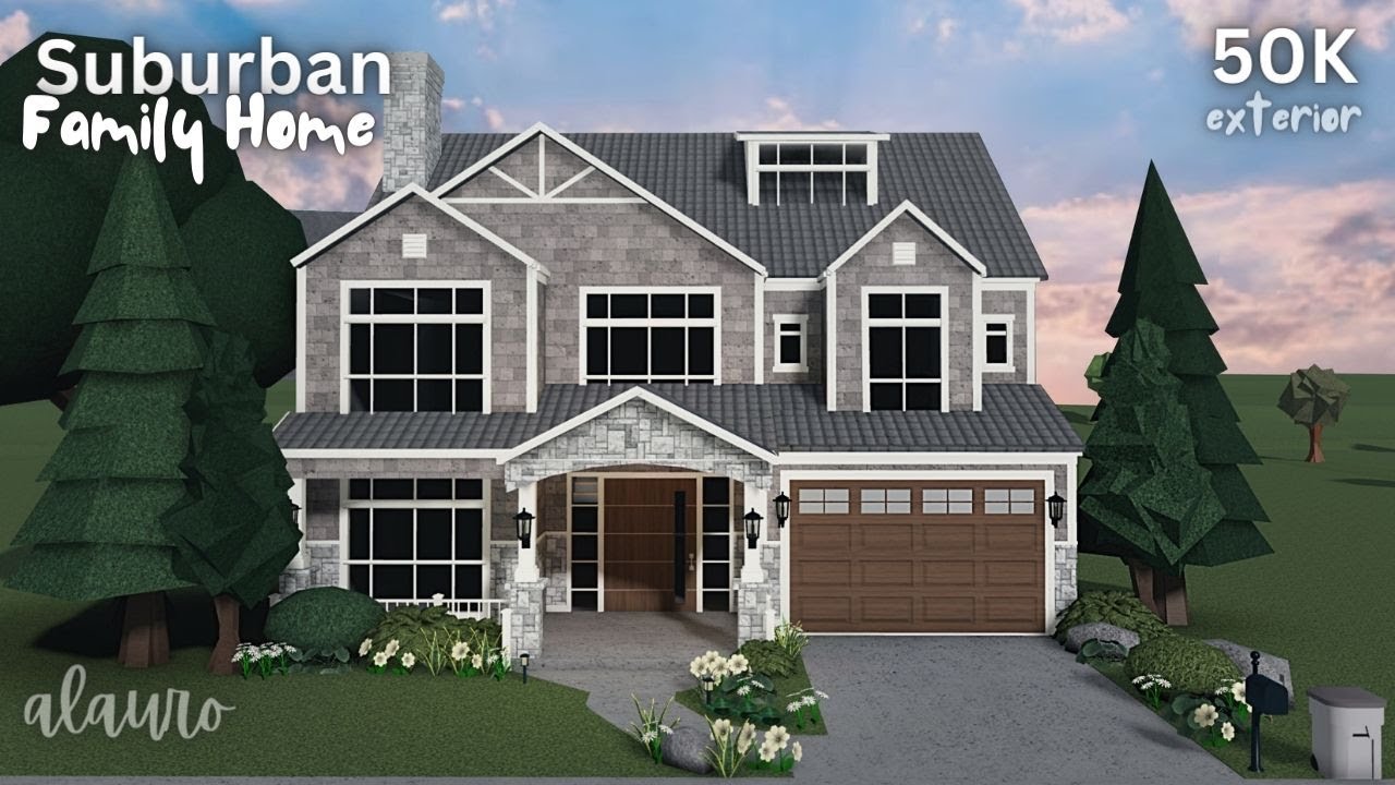 Suburban Family Home - 50K Exterior - Bloxburg Speed Build