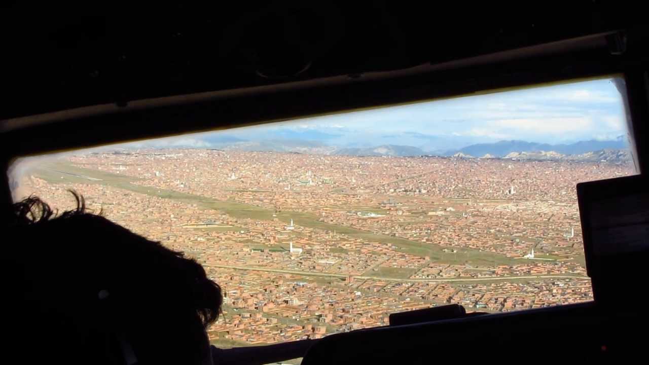 TAM Bolivia F-27-400M Cockpit - Approach & Landing Rwy 10 at El Alto Terminal Bartolina Sisa (LPB)