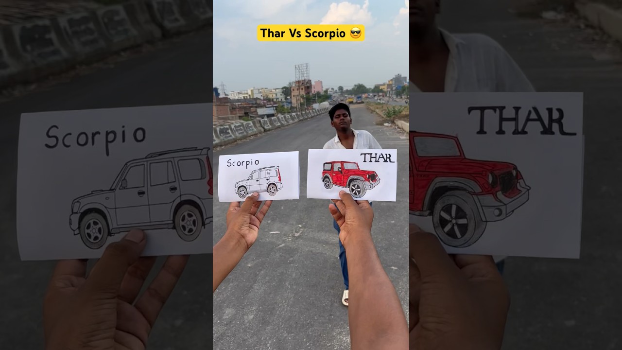 ￼Thar Vs Scorpio 😎 #thar #scorpio #car #shortvideo #viral