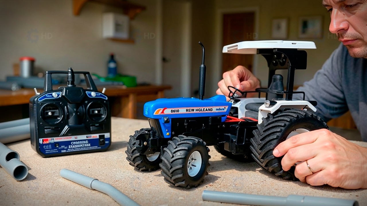 Man BUILDS an INCREDIBLE HANDMADE New Holland RC TRACTOR Using PVC by @mohitmalik9999