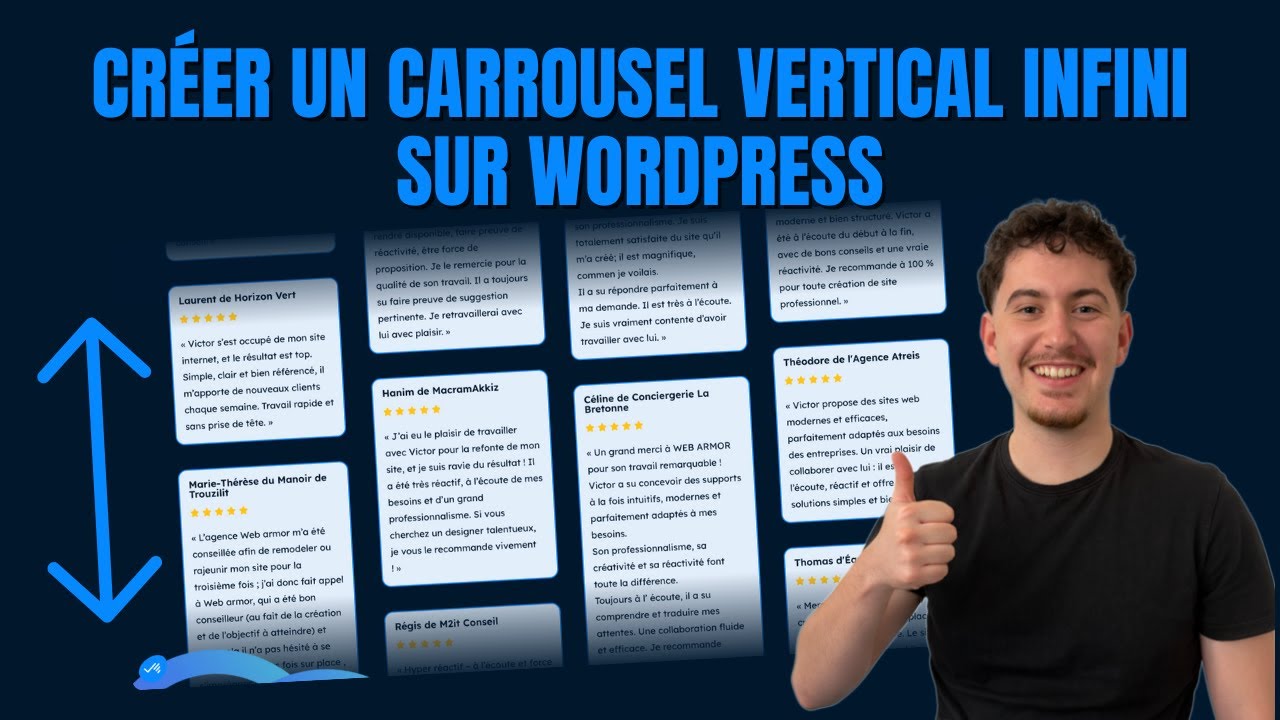 Créer un carrousel vertical sur WordPress - Sans Elementor Pro