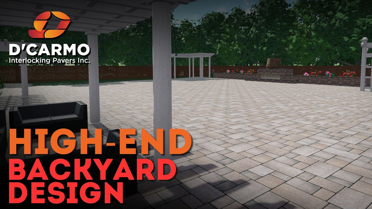 Luxury Backyard Design | Belgard Victorian + Graphite Borders + Fountain