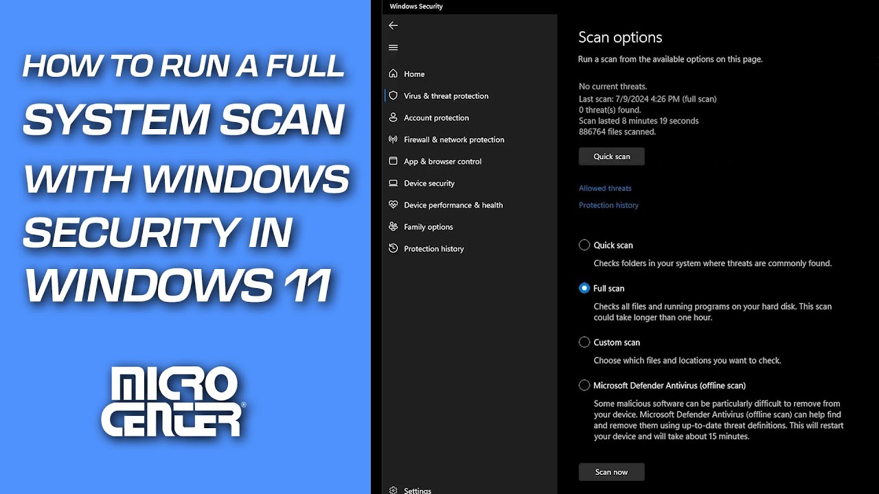 How To Run a Full System Scan With Windows Security in Windows 11 | Micro Center Tech Support