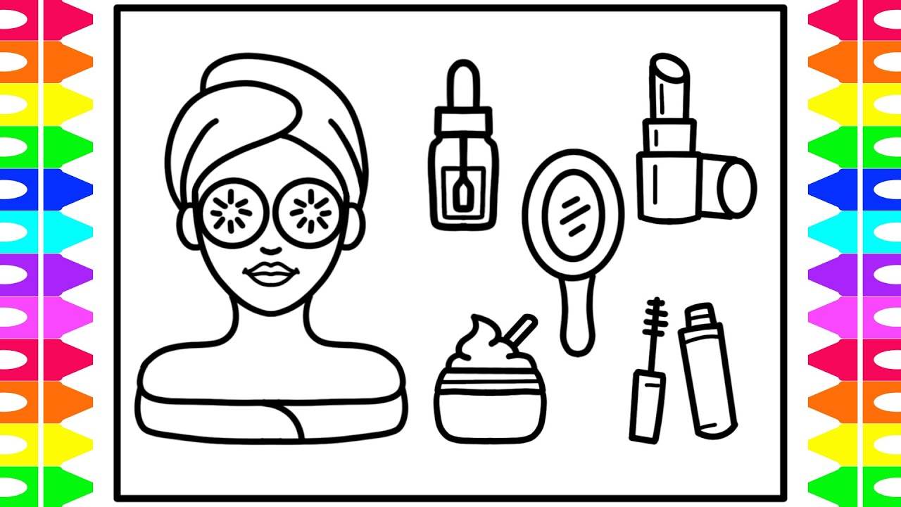 How to Draw Spa Day Beauty Makeup Items for Kids 💅🧴💜💚💛💗 Beauty Salon Spa Coloring and Drawing Pages