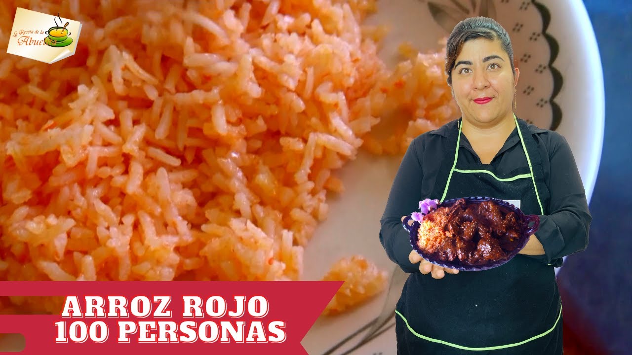 Arroz rojo 100 personas RECETA PASO A PASO