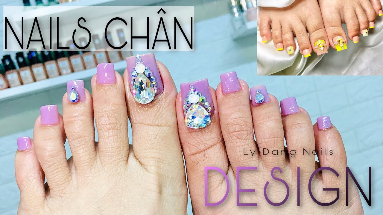 Hướng dẫn fill bột móng chân - Gắn đá khối siêu bền trên nền sơn gel | Ly Đặng Nails