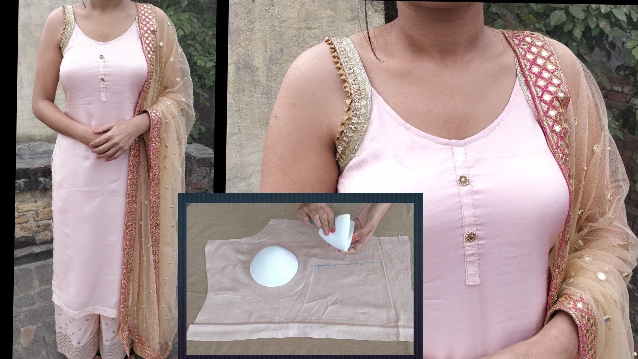 Stylish Padded kurti cutting and stitching