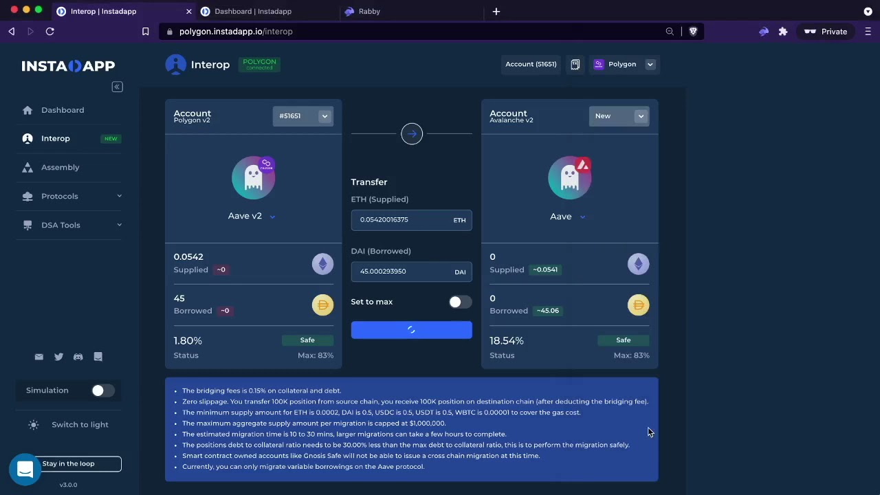 Interop Beta Demo - Cross Chain Refinancing AAVE Positions