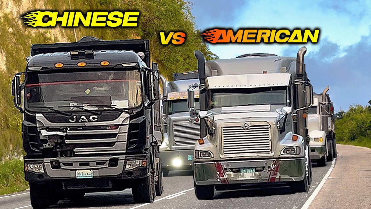 Chinese Trucks VS American Trucks Down Steep Hill !! SPUR TREE