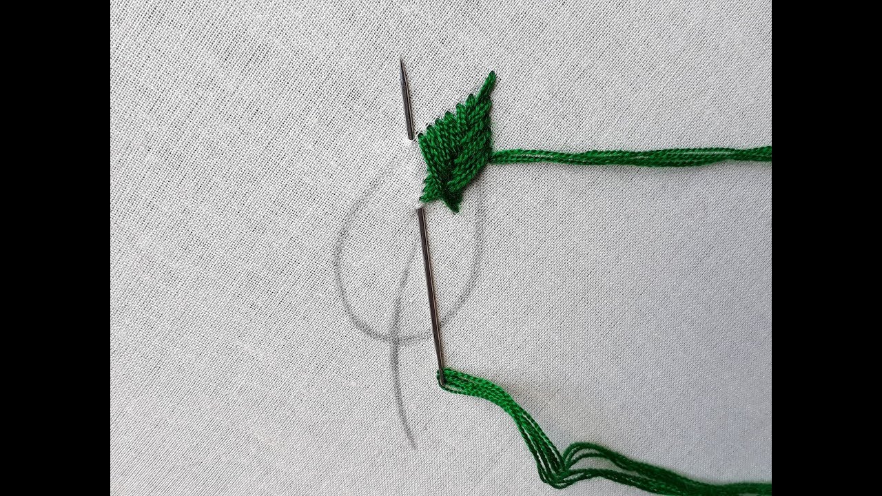 Hand embroidery Fishbone leaf stitch | Fishbone stitch tutorial