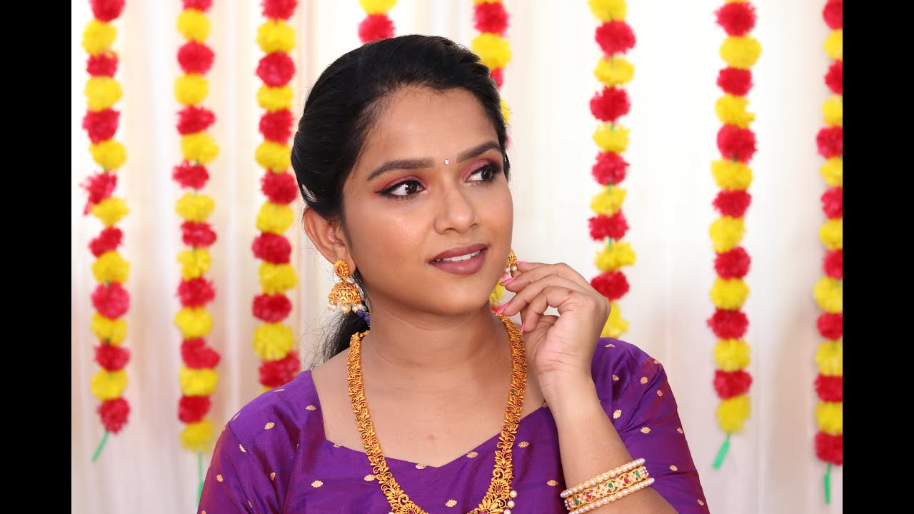 Festive Makeup Look || Easy Shiny makeup look for Long Gown!!