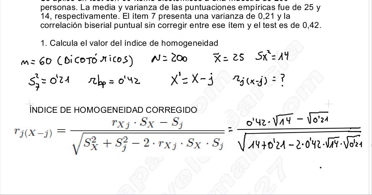 ANÁLISIS DE ÍTEMS, ÍNDICE DE HOMOGENEIDAD