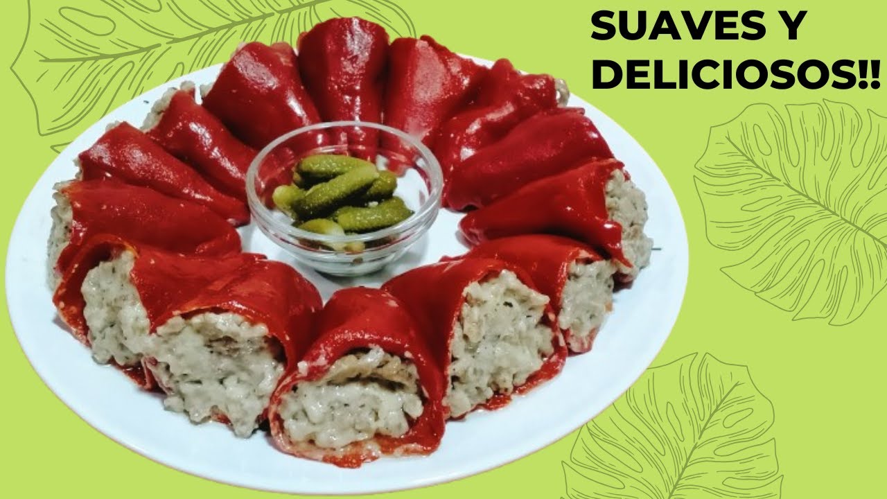 Pimientos del piquillo rellenos de carne con una bechamel ligera. Divinos!!