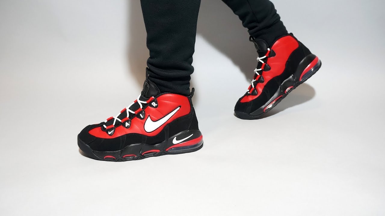 Nike Air Max Uptempo 95 Bulls CK0892-600 on feet