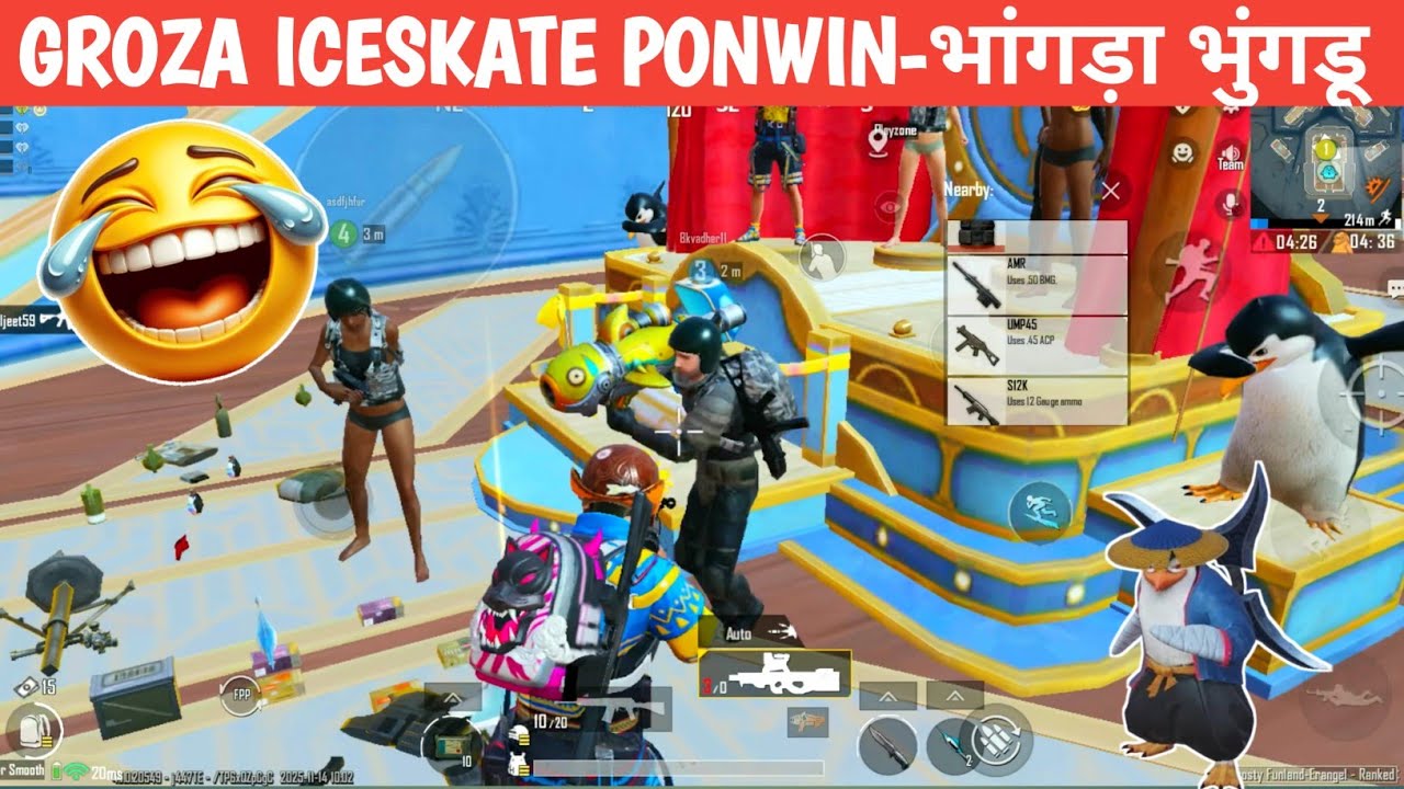NEW UPDATE GROZA TEAMMATE ICESKATE BGMI COMEDY video online gameplay MOMENTS CARTOON FREAK #bgmi