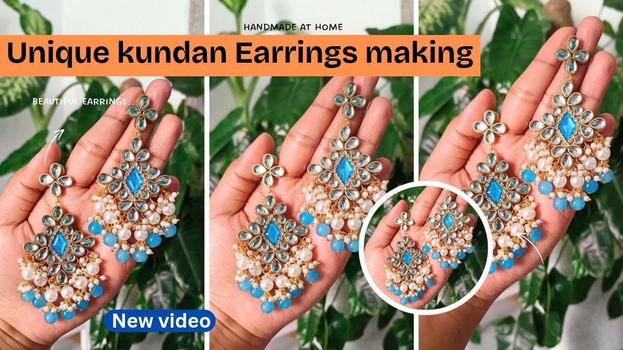 Unique kundan Earrings making l Easy Tutorial l @VR_HANDMADE_COLLECTION 