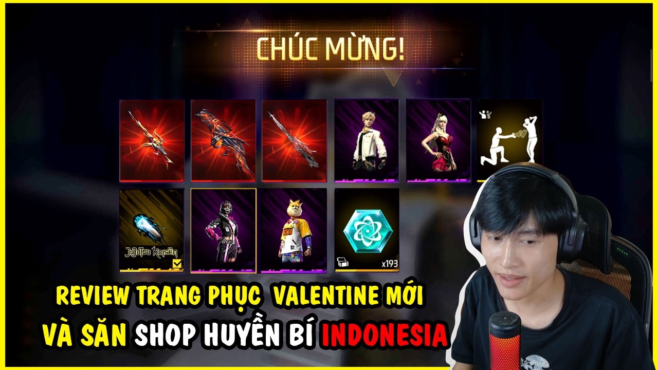 FREEFIRE| THÀNH MỐC SĂN SHOP HUYỀN BÍ INDONESIA , TRANG PHỤC VÀ HÀNH ĐỘNG ĐÔI VALENTINE MỚI