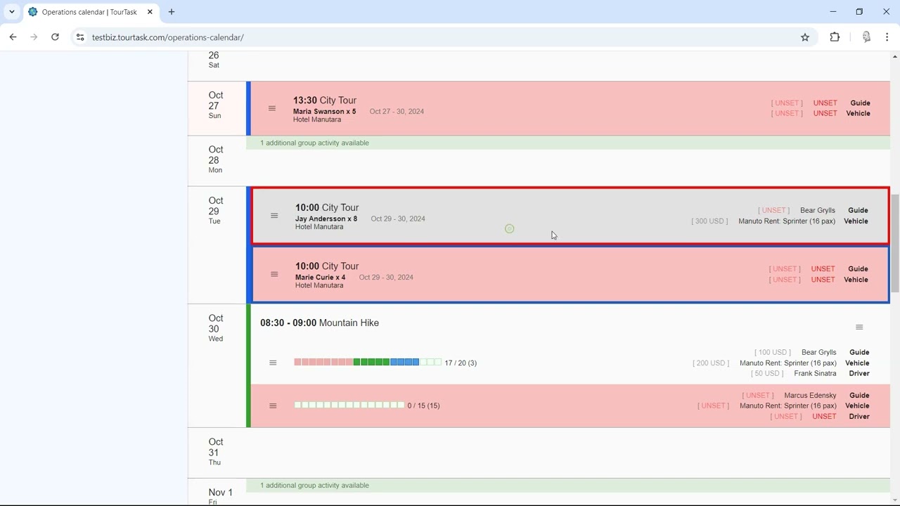 Operations Calendar: How to Use | TourTask