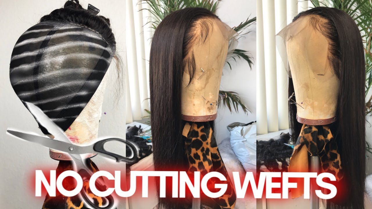 NO CUTTING WEFTS|| HOW TO MAKE A GLUELESS WIG || BEGINNER ONLY || African mall Straight hair