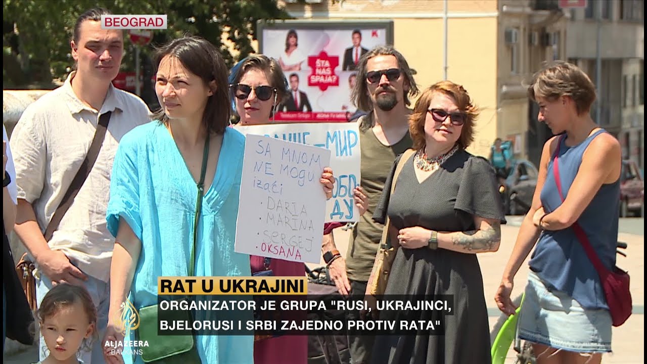Antiratni protest 'Rusi protiv rata' u centru Beograda