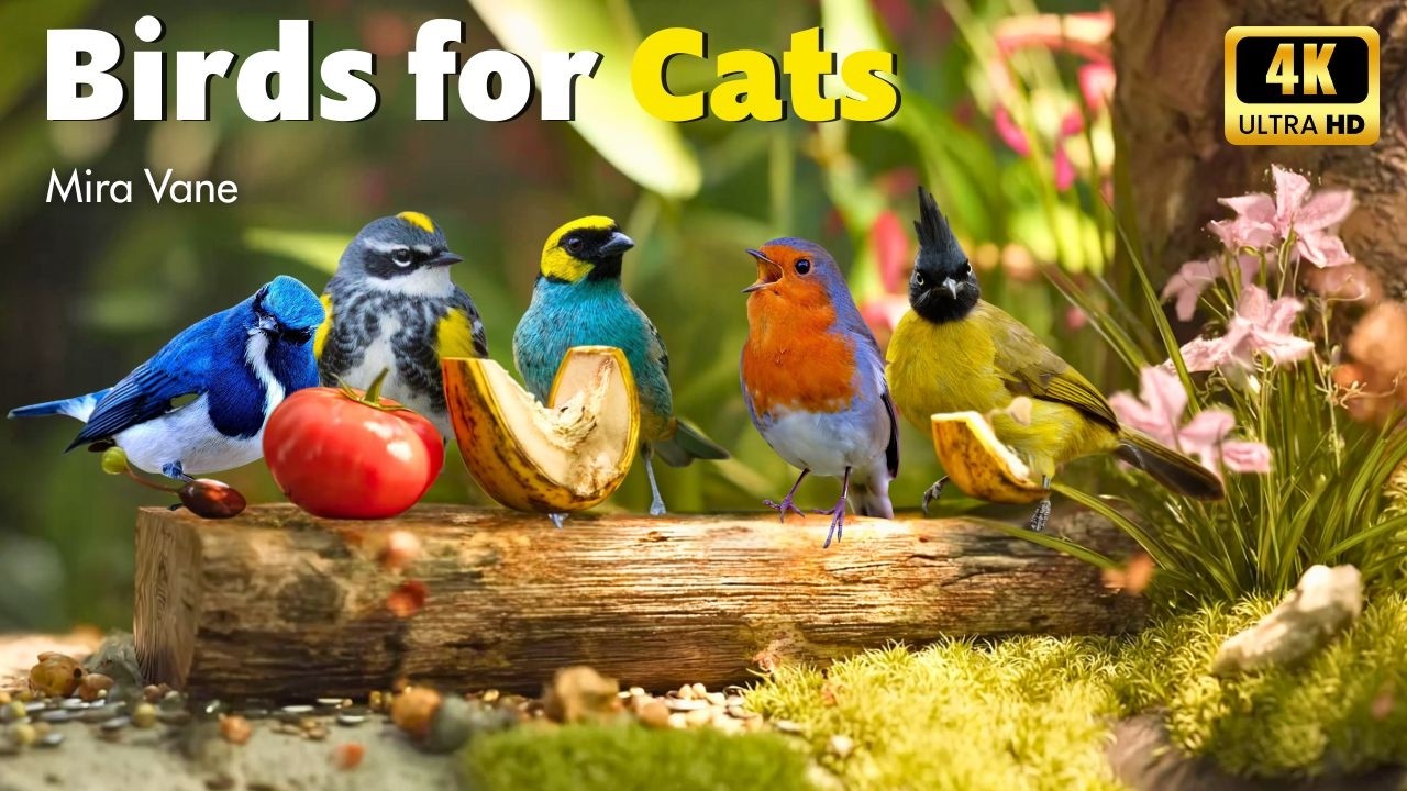 Purrfect Birdwatching 🐱🦜 Birds in the Garden for Nonstop Entertainment & Stress Relief for Your Cat