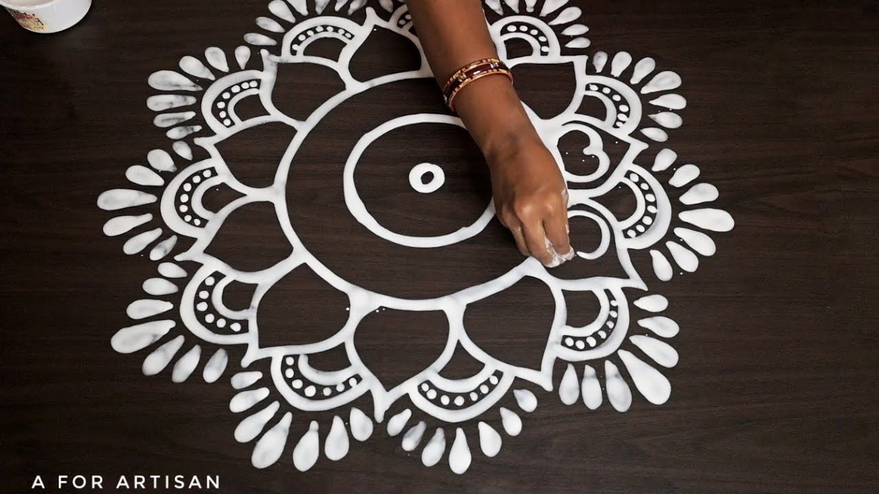 Easy Step by Step Flower Alpona Designs for MANABASA 🌷/ Simple Jhoti Chita for BEGINNERS/ Rangoli 🌸