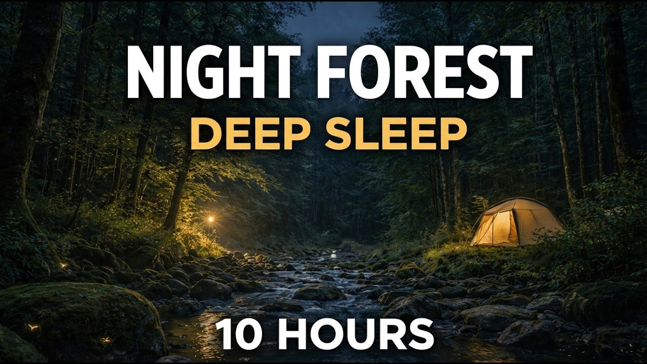 Night Forest Sounds for Sleeping | 10 Hours Nature Ambience