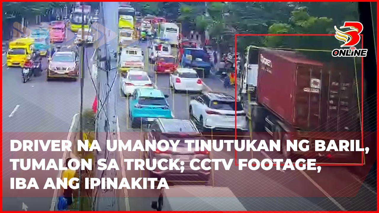 Driver na umanoy tinutukan ng baril, tumalon sa truck; CCTV footage, iba ang ipinakita