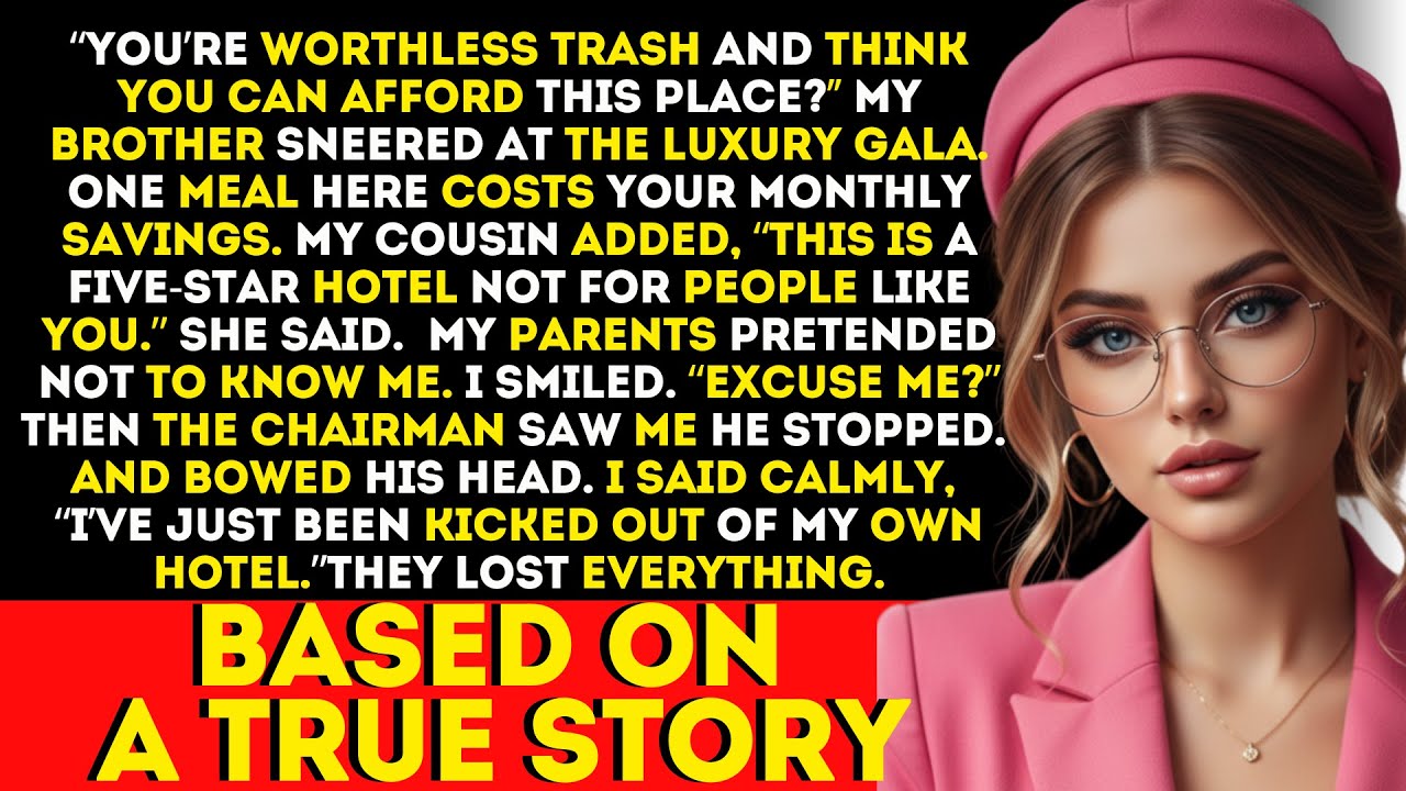 My family called me ‘worthless trash’ at Gala dinner—until they learned I Owned the luxury hotel.