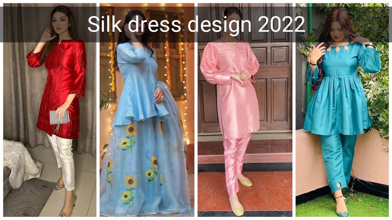 Silk dress design 2022 / Silk frock design for girls / Raw silk suit design for ladies #silkdress