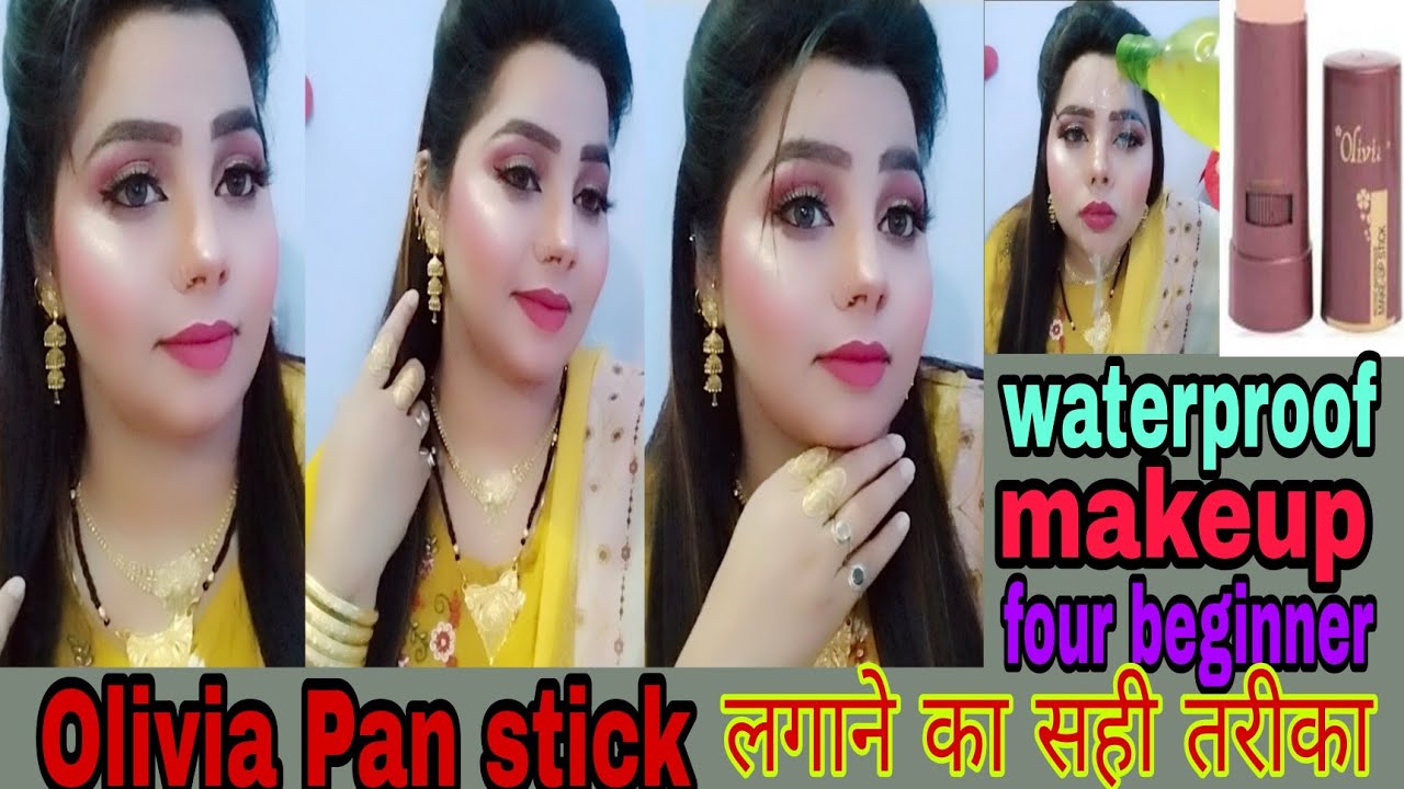 सस्ते से सस्ता waterproof makeup!Newly bride makeup with Olivia Pan stick। how to use Pan stick