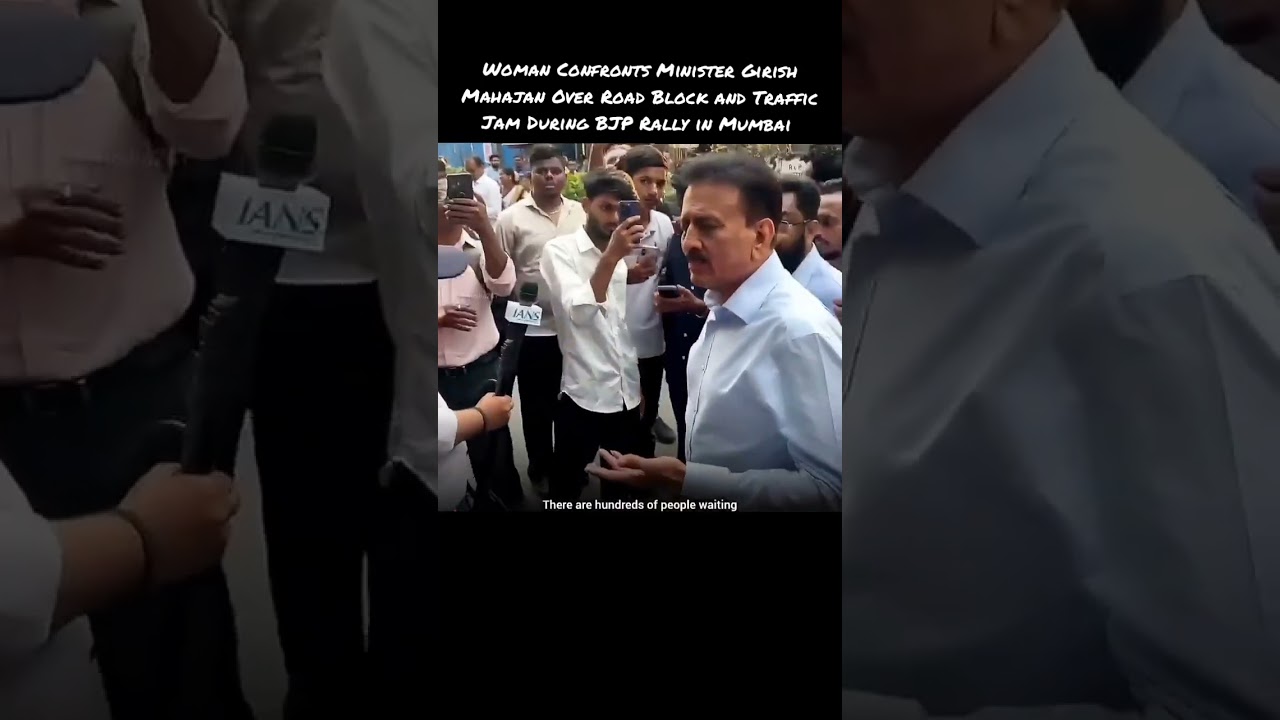 Woman Confronts Minister Girish Mahajan Over Road Block and Traffic Jam During BJP Rally in Mumbai