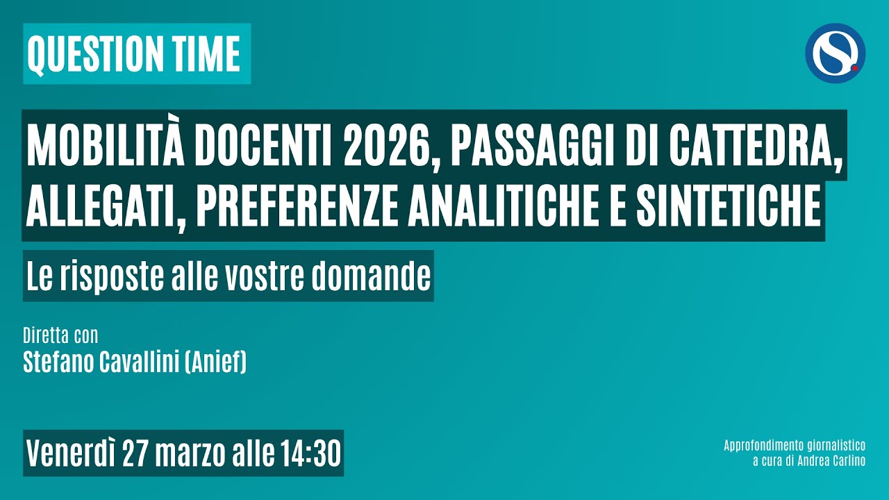 Tutorial mobilit&agrave; docenti 2026, passaggi di cattedra, allegati e preferenze analitiche e sintetiche