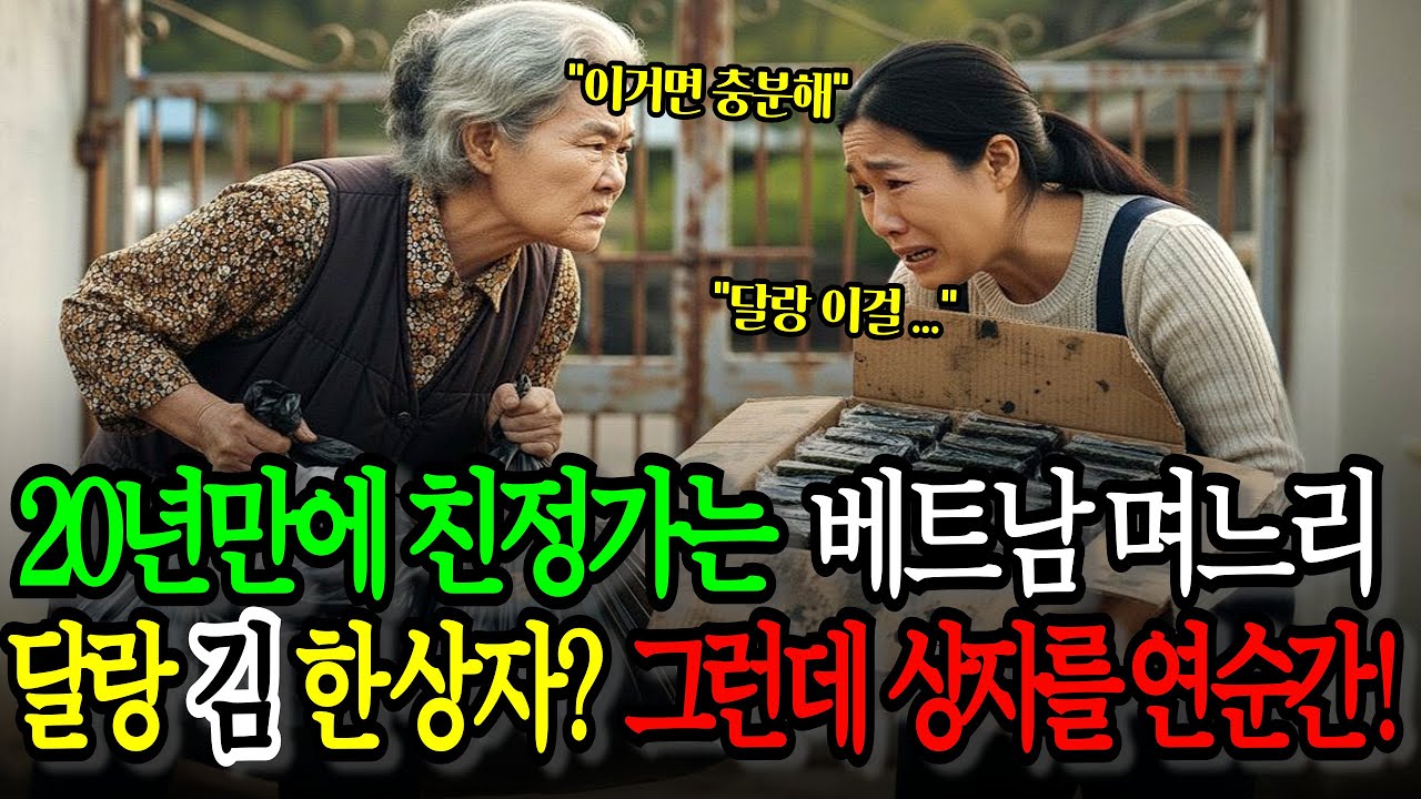 시집 온 지 20년, 처음으로 베트남 친정으로 가는 길. 시어머니는 달랑 김 한 상자를 주셨고, 온 마을 사람들이 비웃었습니다. 그런데 상자를 여는 순간!