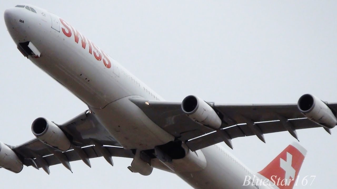 Swiss International Air Lines Airbus A340-300 (HB-JMA) takeoff from NRT/RJAA (Tokyo - Narita) 34L