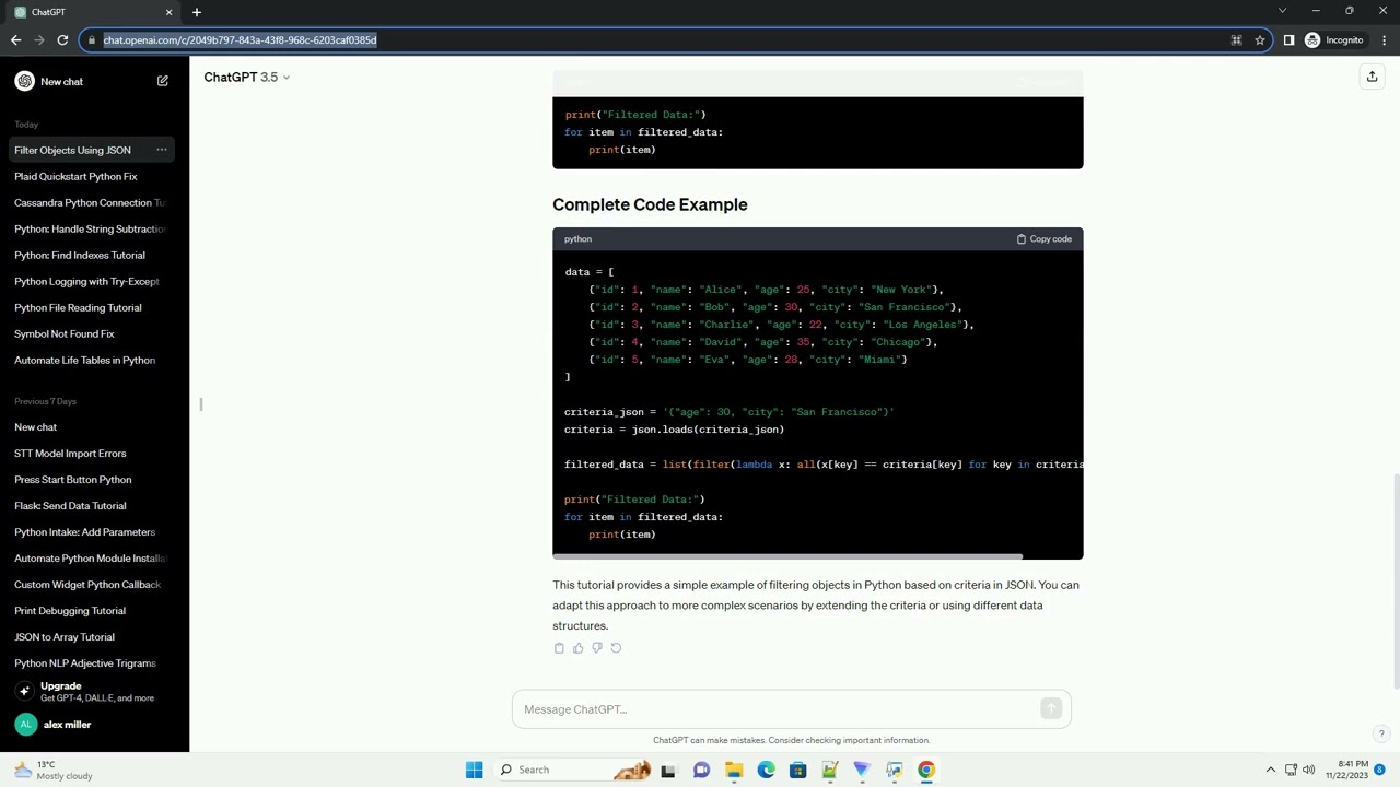 Filter objects in python based on criteria in JSON