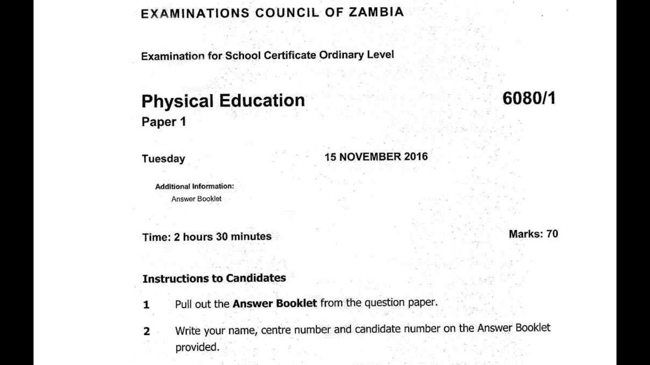 2016 NOVEMBER PHYSICAL EDUCATION (DETAILED EXPLAINED)