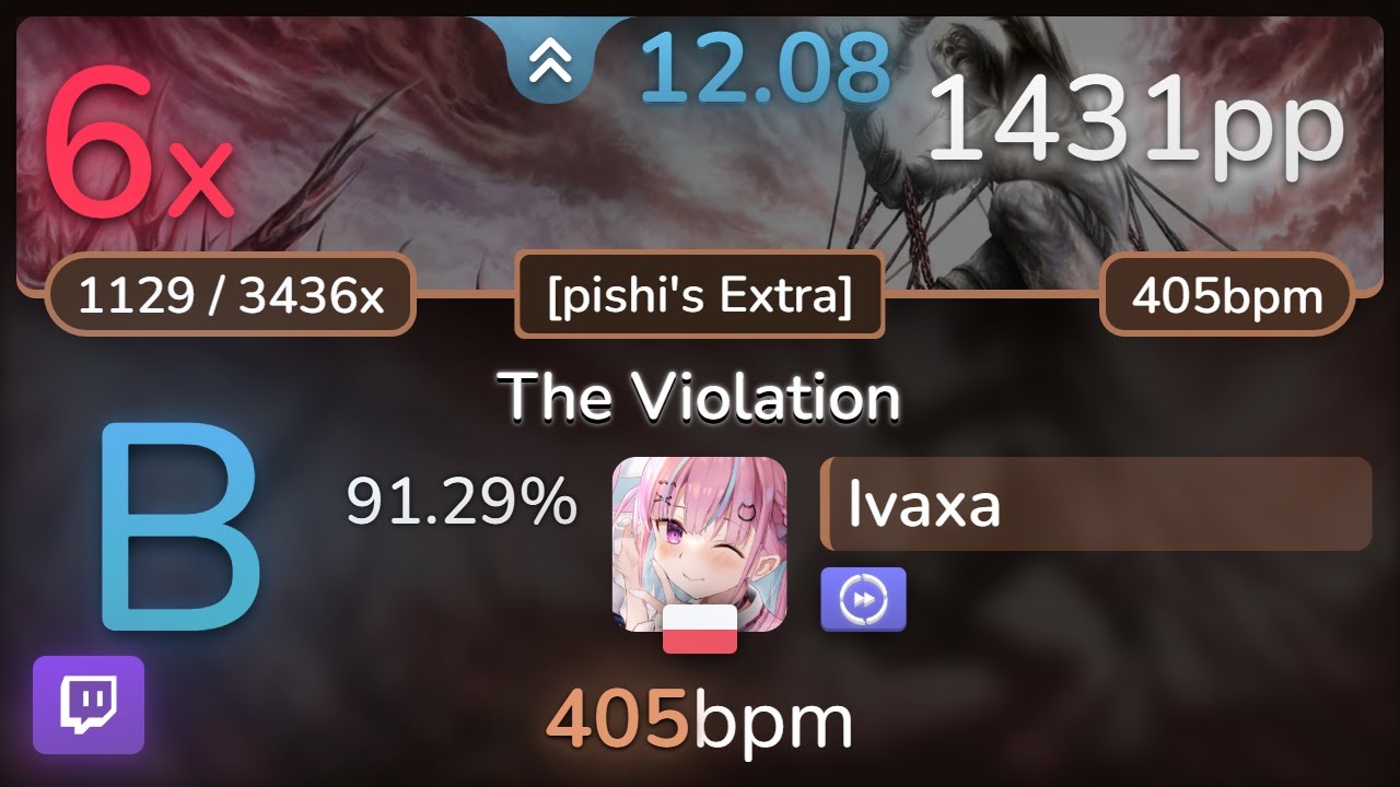 🔴 12.1⭐ Ivaxa | Fleshgod Apocalypse - The Violation [pishi's Extra] +DT 91.29% | 1431pp 6❌ - osu!