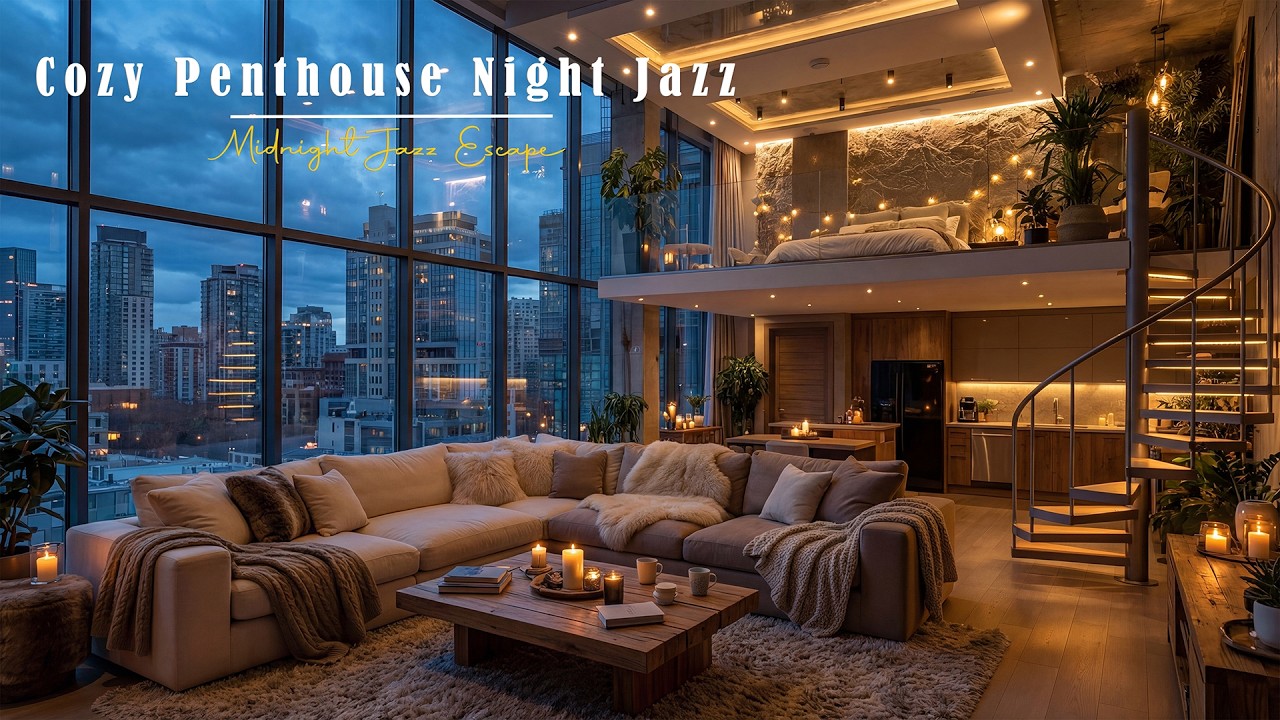 Cozy Penthouse Night Jazz ✨ Soft Ambience & Smooth Relaxing Jazz for Relaxation, Reading and Sleep