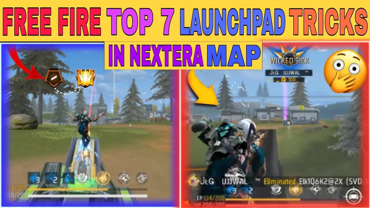 FREE FIRE TOP 7 LAUNCHPAD TRICKS IN NEXTERA MAP 😮 || PUSH YOUR RANKED EASILY WITH 👉 TIPS & TRICKS 😱