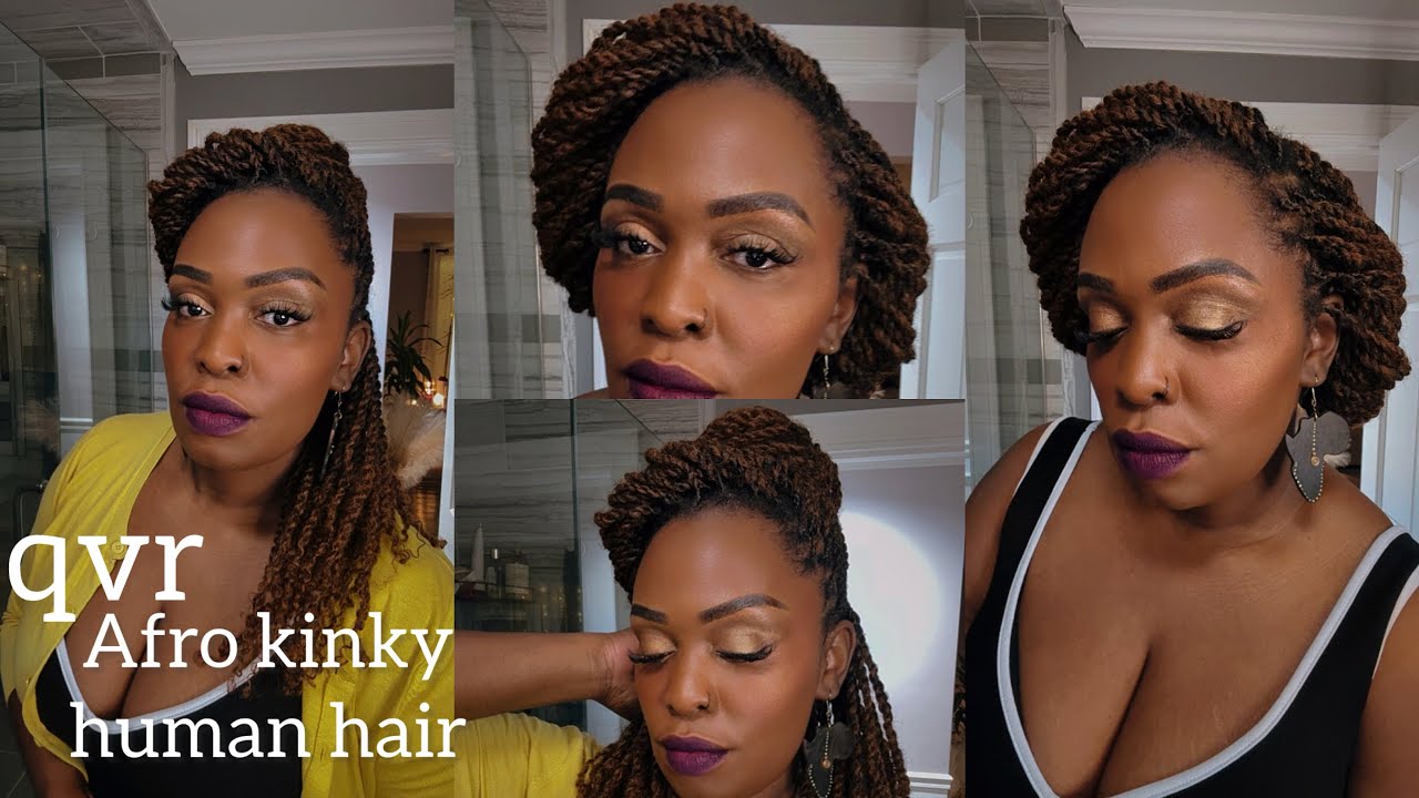 Styling my Afro kinky bulk human hair from @qvrhairofficial 
