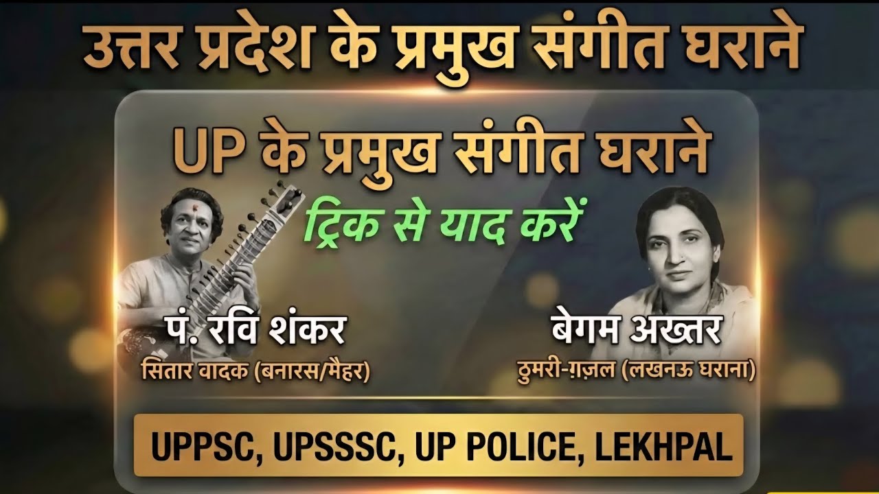  UP के प्रमुख संगीत घराने | #upsi2025 #uplekhpal  #JUNIORASSISTANT #uppolice2026 #uppsc #upspecial