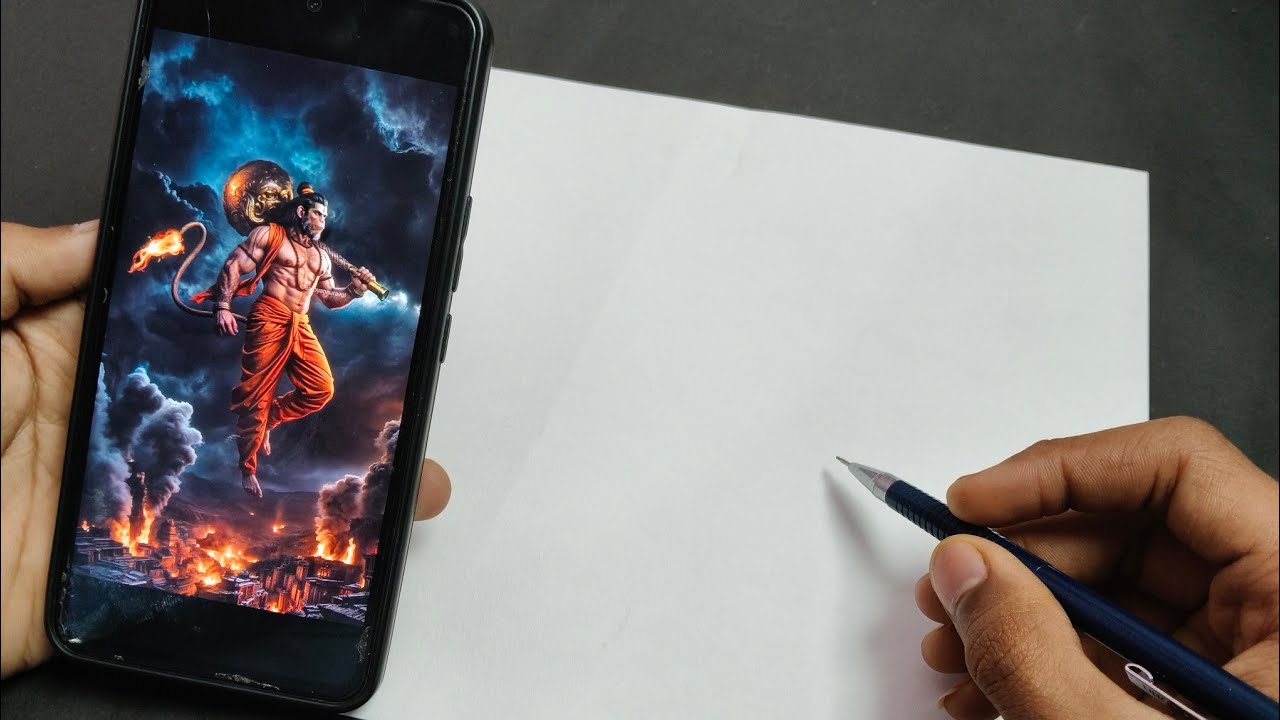 How To Draw Hanuman Ji, Hanuman Ji Drawing, Outline Tutorial 🔥