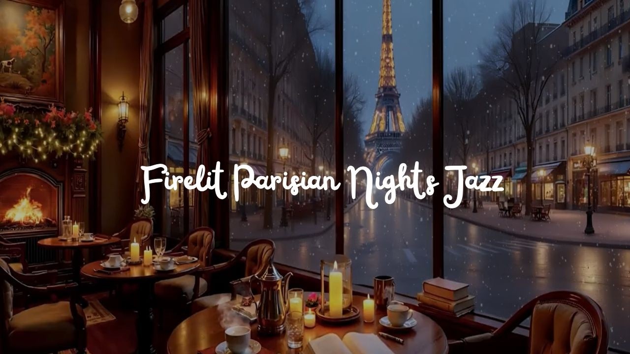 Firelit Parisian Nights Jazz 🎷🔥 Snowfall Along the Avenue