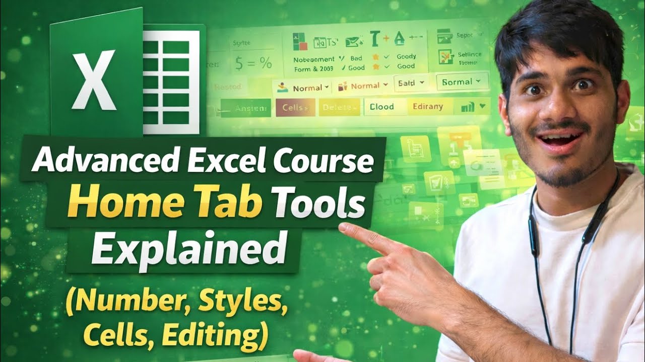 Home Tab part 2 Tools Explained (Number, Styles, Cells, Editing) | Advanced Excel Course – Lecture 7