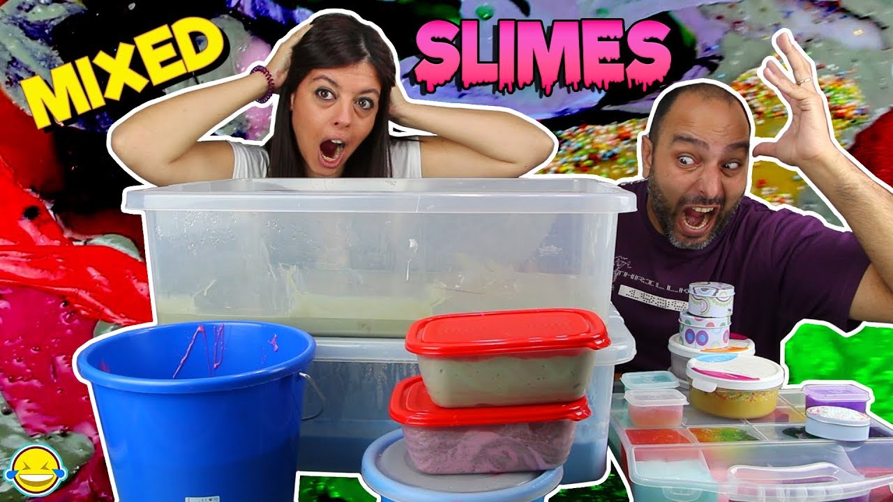 MIXING ALL OUR SLIMES!! GIANT SMOOTHIE SLIME!! mezclamos todos nuestros slimes. Slime gigante!!