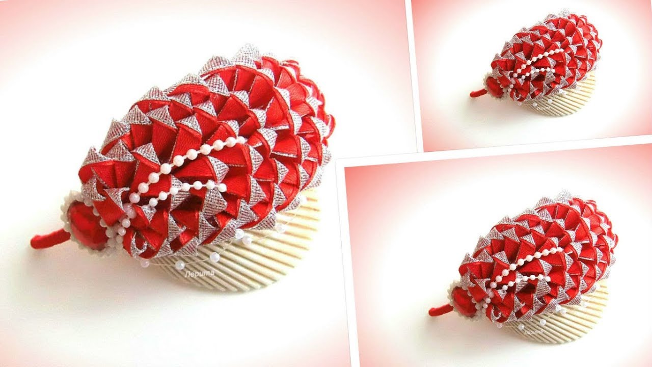 Ободок  канзаши из узкой ленты 0,6 см,  МК / DIY kanzashi