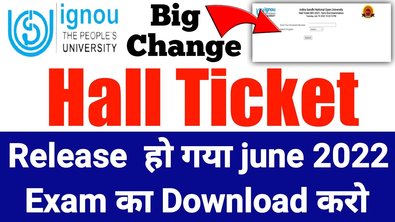 ignou hall ticket june 2022 | ignou hall ticket 2022| ignou admit card june 2022 |ignou hall ticket
